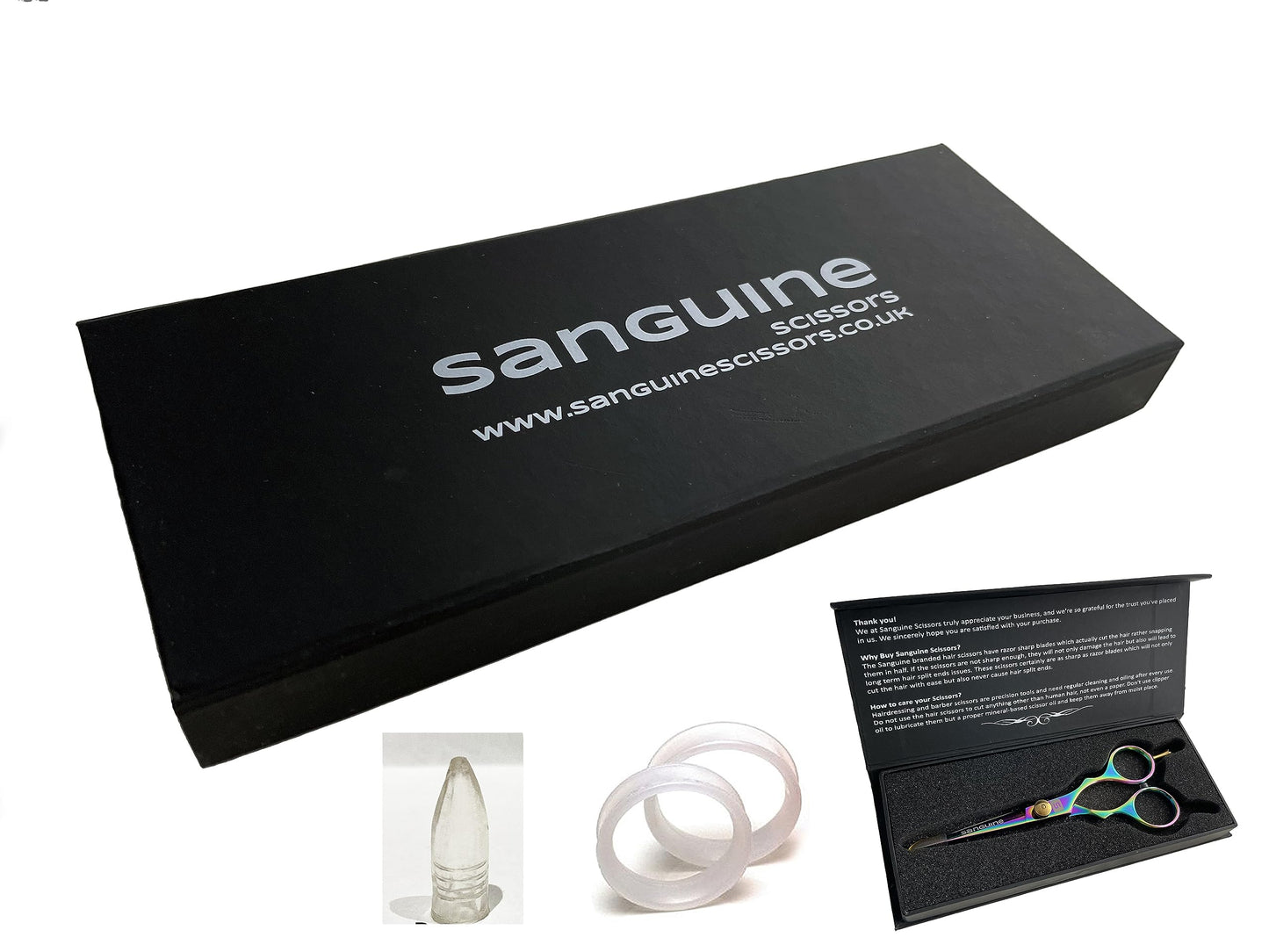 Sanguine Professional Hair Cutting Scissors, Hairdressing Scissors, Ultra-Sharp Japanese Convex Blades, Titanium Coated - 5.5 inch, Includes Case