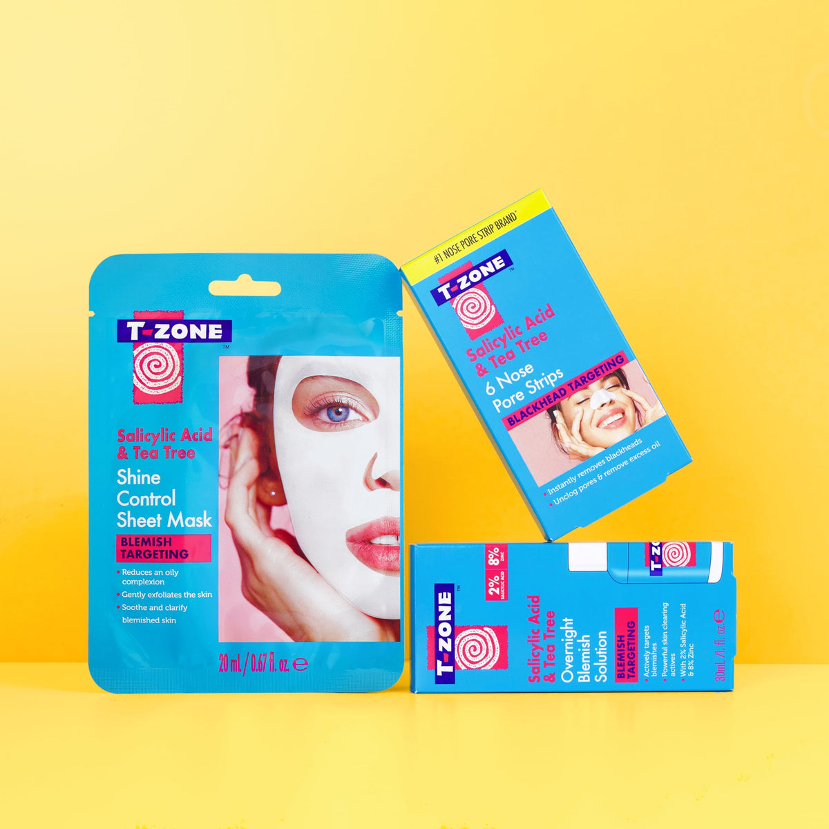 T-Zone Salicylic Acid & Tea Tree Shine Control Sheet Mask - Antibacterial Tea Tree and Exfoliating Salicylic Acid - Reduces Excess Oil, Promotes Clear Complexion, 20ml