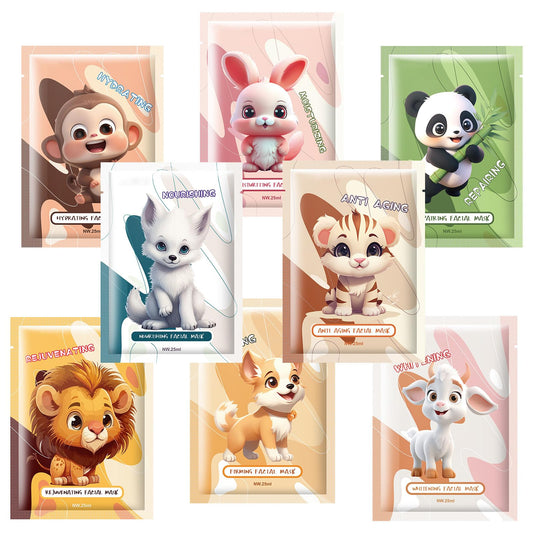 Bettinay 8 PCS Kids Face Masks for Girls, Childrens Cute Cartoon Animal Hydrating Mask for All Skin Types