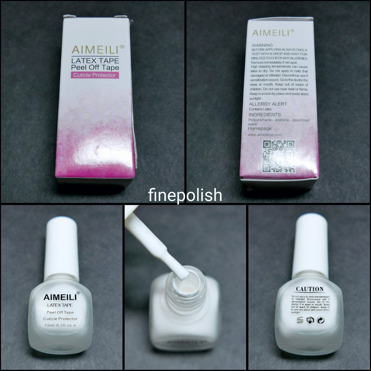 AIMEILI Liquid Latex Peel Off Tape Cuticle Guard Polish Barrier Skin Protector for Nail Art White Odorless 15 ML