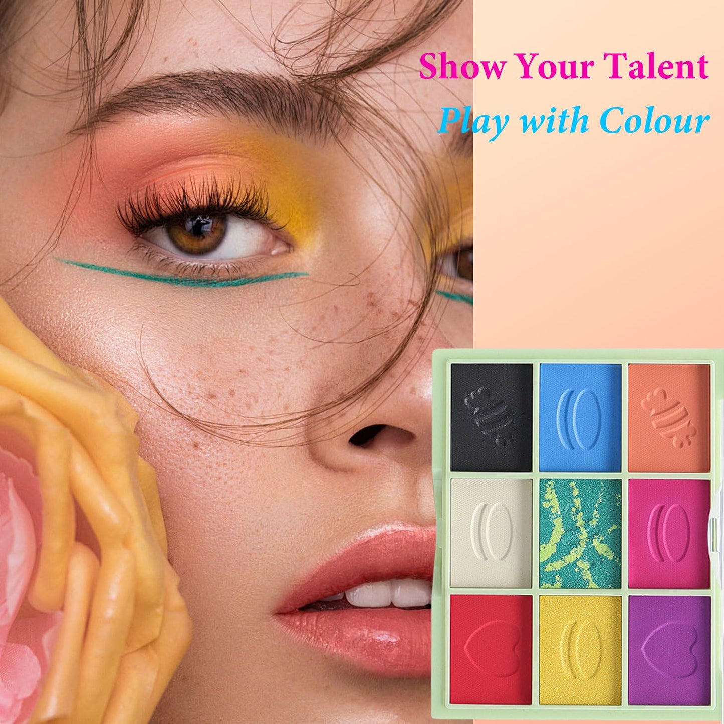 LYNTYAOU Eyeshadow Palettes, 9 Colour Matte Shimmering Eye Shadow Palette, Colorful Rainbow Eyeshadow Make-Up Palette for Women Highly Pigmented Long Lasting Eye Shadow, Gift for Women