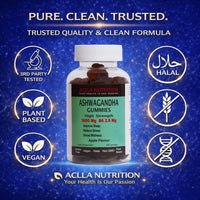 Aclla Nutrition Aclla Ashwagandha Gummies 3000mg with B6 – Vegan Apple Flavor – Stress, Sleep, Anxiety & Mood Support – Adaptogen Energy Booster – 60 Gummies (1 Month Supply)