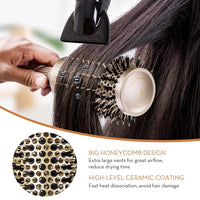 AIMIKE Round Brush, Nano Thermal Ceramic & Ionic Tech Hair Brush, Small Round Barrel Brush with Boar Bristles for Blow Drying, Styling, Curling and Shine (2.4 inch, Barrel 1.3 inch) + 4 Free Clips