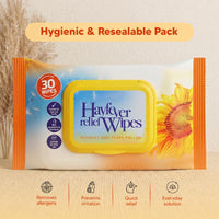 Lizzy Hayfever Relief Wipes 30 Pack Anti Allergen Face Hand Wipes with Tea Tree Peppermint Oil Removes Pollen Dust Pet Allergens Gentle Daily Use Travel Friendly Allergy Wipes