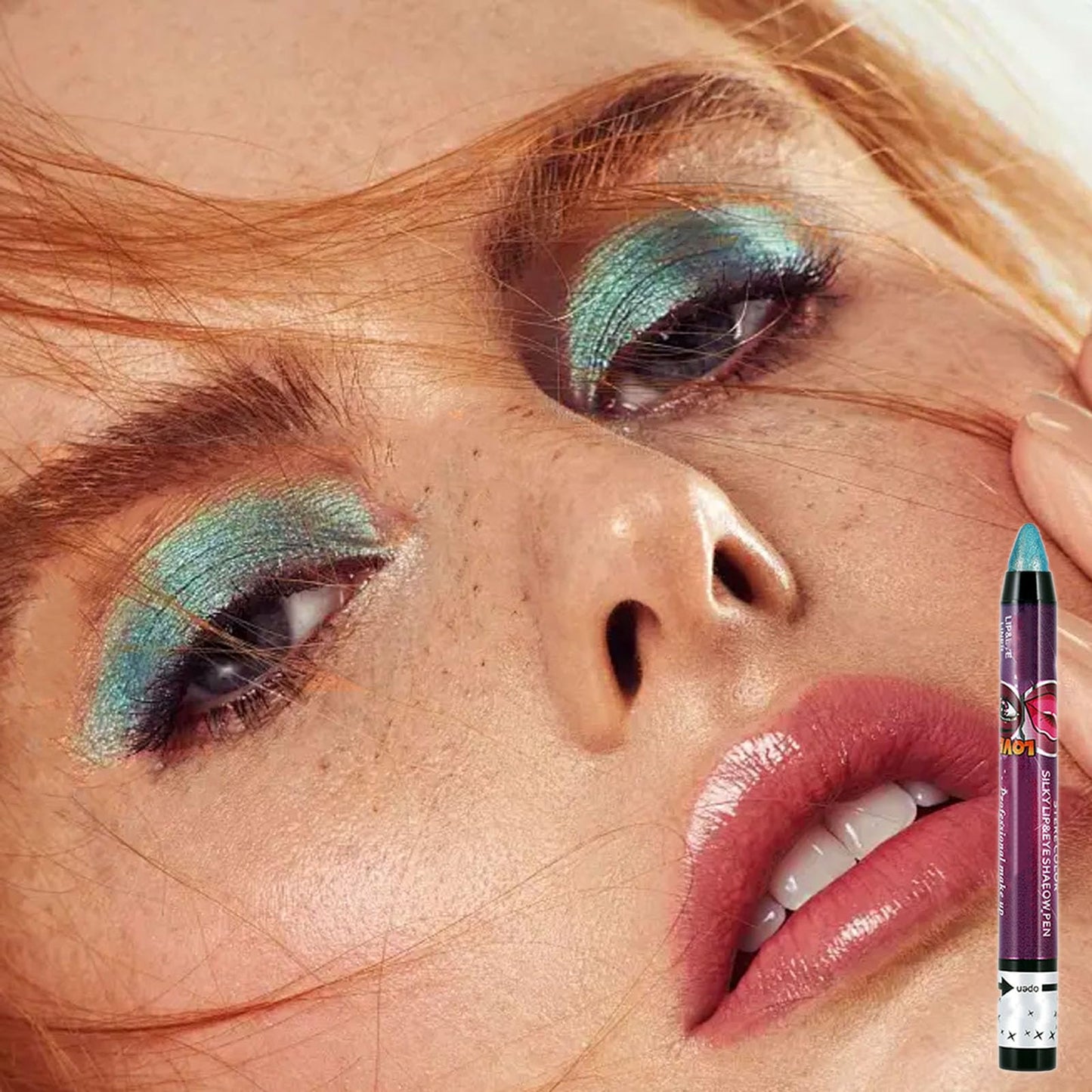 LYNTYAOU Peacock Green Pearl Shimmer Eyeshadow Stick, Blue Color Cream Eye Shadow, Metallic Glitter Eyeshadows, Pearlescent Highlight Pencil Crayon Brightener Pen, Smooth High Pigmented Eyeliner