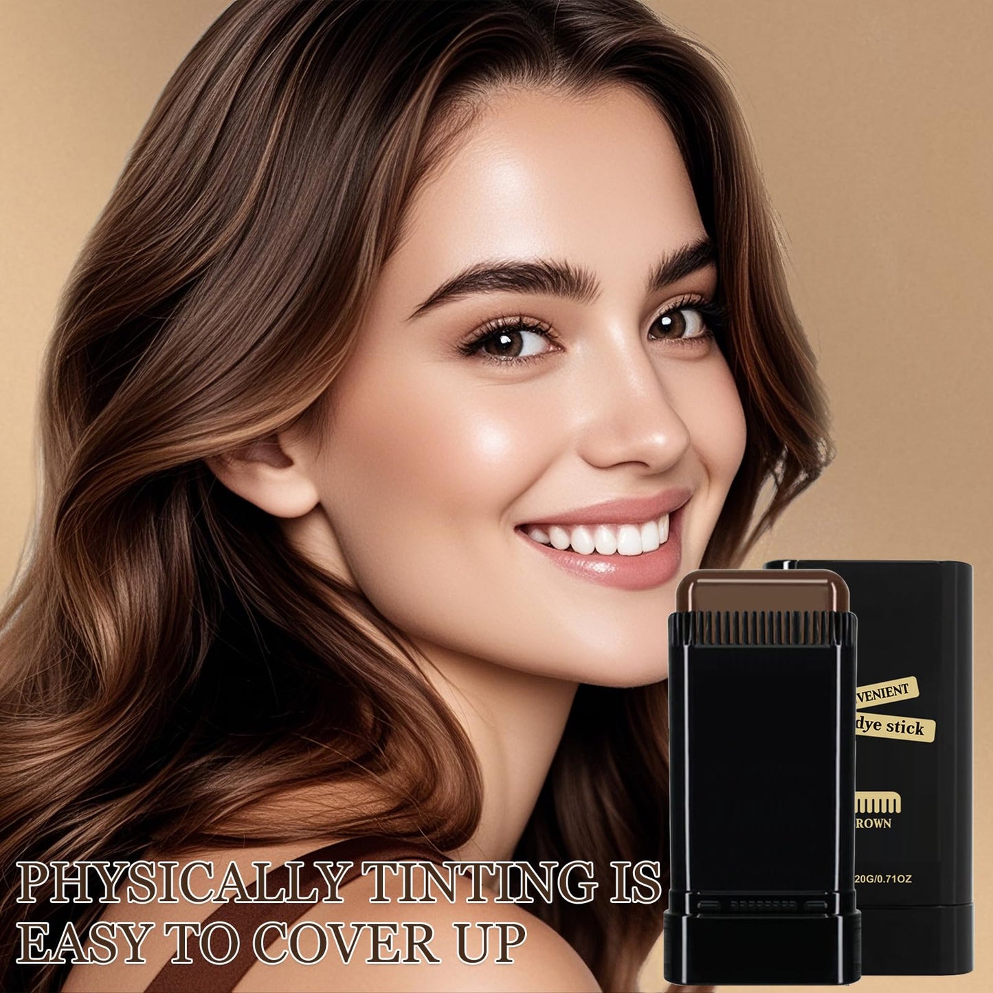 JOVIAL Hair Dye Comb, 2-in-1 Instant Hair Colour Stick with Built-In Comb, Waterproof & Sweat-proof, Portable Grey Hair Cover Up, Root Touch Up Dye Hair Concealer for Women & Men (Dark Brwon)