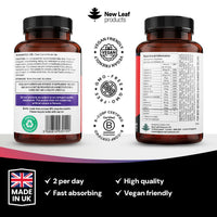 NEW LEAF PRODUCTS Chewable Vegan Multivitamin Gummies - Non Sugar Coated, Gluten Free, Non-GMO Multivitamins for Men and Woman - Fortified with Vitamins C A D E B Biotin, Folate, & Zinc