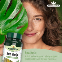 Natures Aid Sea Kelp 187mg – 180 Vegan Tablets – High Strength Iodine Supplement – Supports Thyroid Function & Skin – With Calcium – Gluten Free – Natural Source – No Artificial Additives