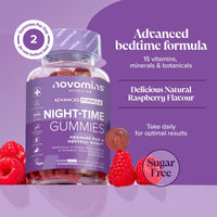 novomins Night Time Gummies - Sugar-Free - Sleep Gummies for Adults - High Strength Natural Alternative to Melatonin Tablets - with Magnesium for Sleep, L-Theanine, Vitamin B12 - Novomins