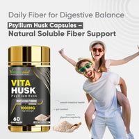 Vitaminnica Because your Health Matters Vitaminnica Vita Husk Pysllium Husk Supplement 1000mg- High Fibre Supplement for Digestive Health, Regularity & Weight Management- Vegan & Gluten-Free - 60 Capsules