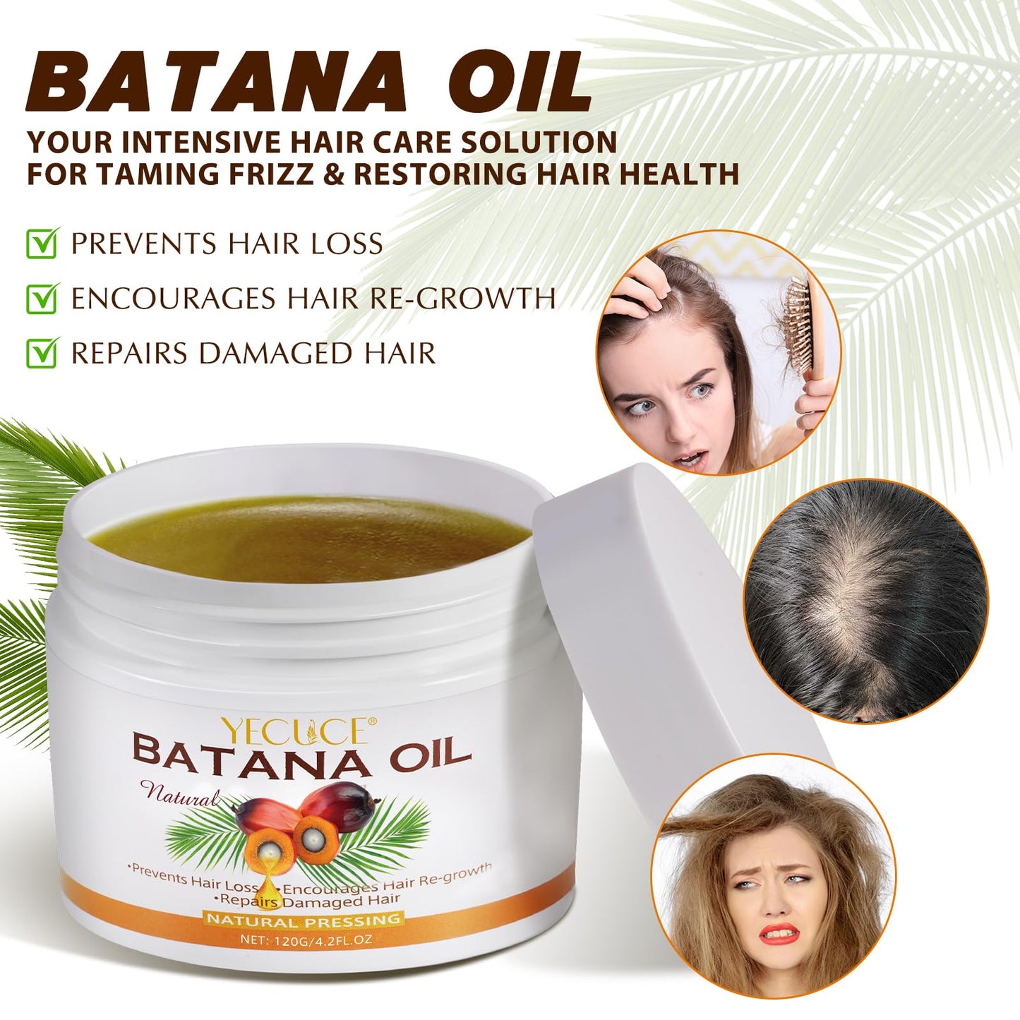 Tioueo Batana Oil for Hair 120g- 100% Pure and Natural, Promotes Hair Growth, Strengthens and Nourishes, Adds Shine, Repairs Damage