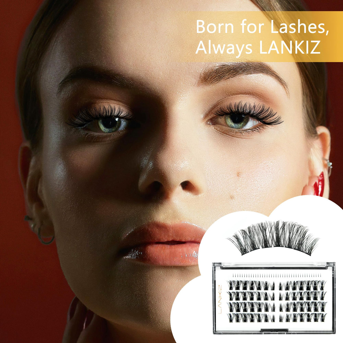 LANKIZ Manga Lashes Natural Look Lash Clusters Anime Lashes False Eyelashes Individual Lashes Extensions Korean Makeup Asian Fake Eyelashes Mink Wispy Fluffy Cluster Lashes