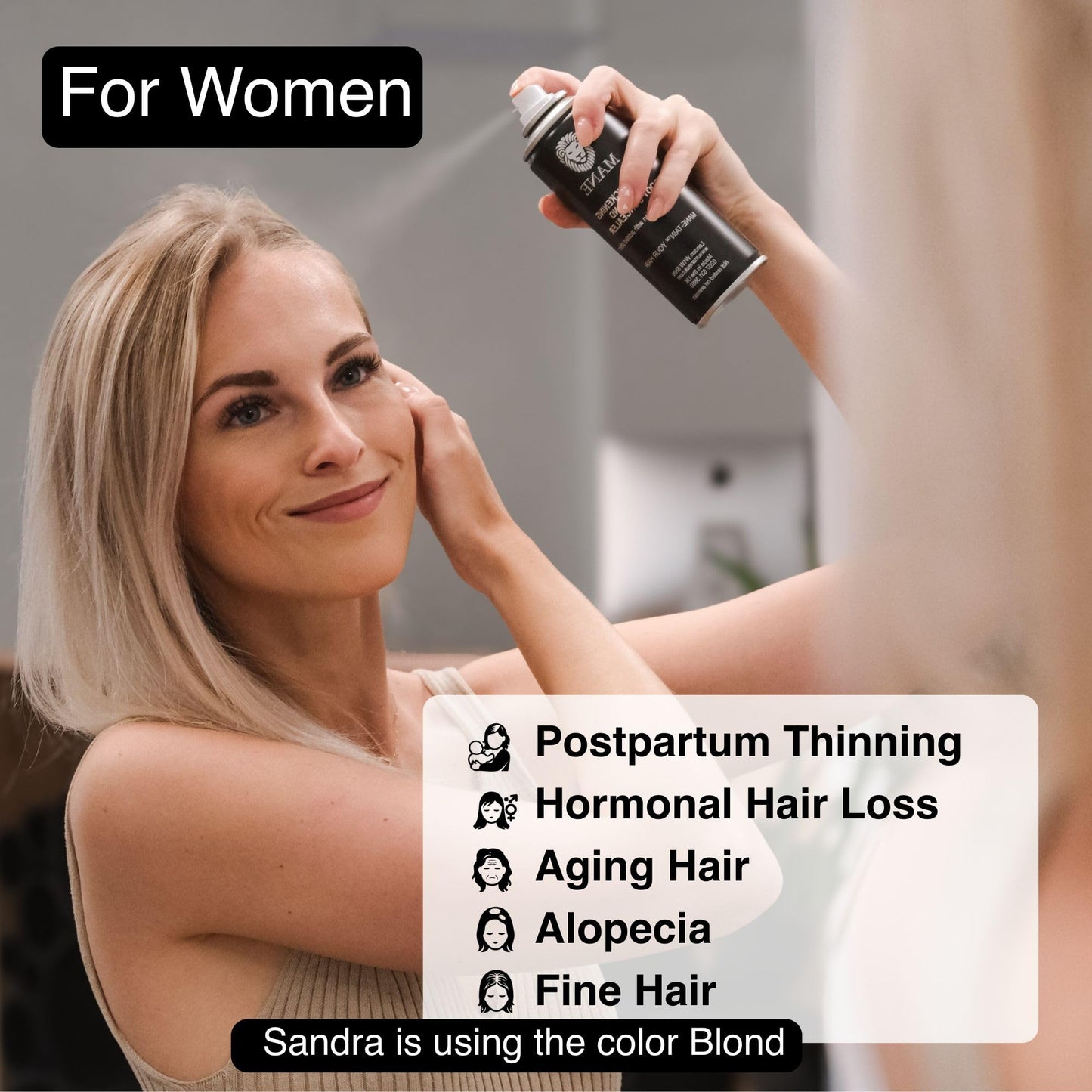 MANE Mane Micro-Mineral Hair Thickening Spray & Root Touch Up Spray, Instant Volume & Root Cover Up for Thinning or Fine Hair, Lightweight Buildable Coverage for Men & Women, Dark Brown, 200 ml
