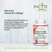 Vitamin B12 1000mcg | Methylcobalamin 400 Easy Swallow Vegan Tablets (12+ Month’s Supply) | High Strength Quality Vitamin B12 | Suitable for Vegetarian (Vitamin B12)