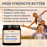 Magnesium Butter [NATURAL & VEGAN] - Topical Magnesium Chloride Cream Butter Support for Sleep, Bone, Heart & Muscle Health - Lavender & Chamomile – High Strength - Made in UK & Safe for Kids