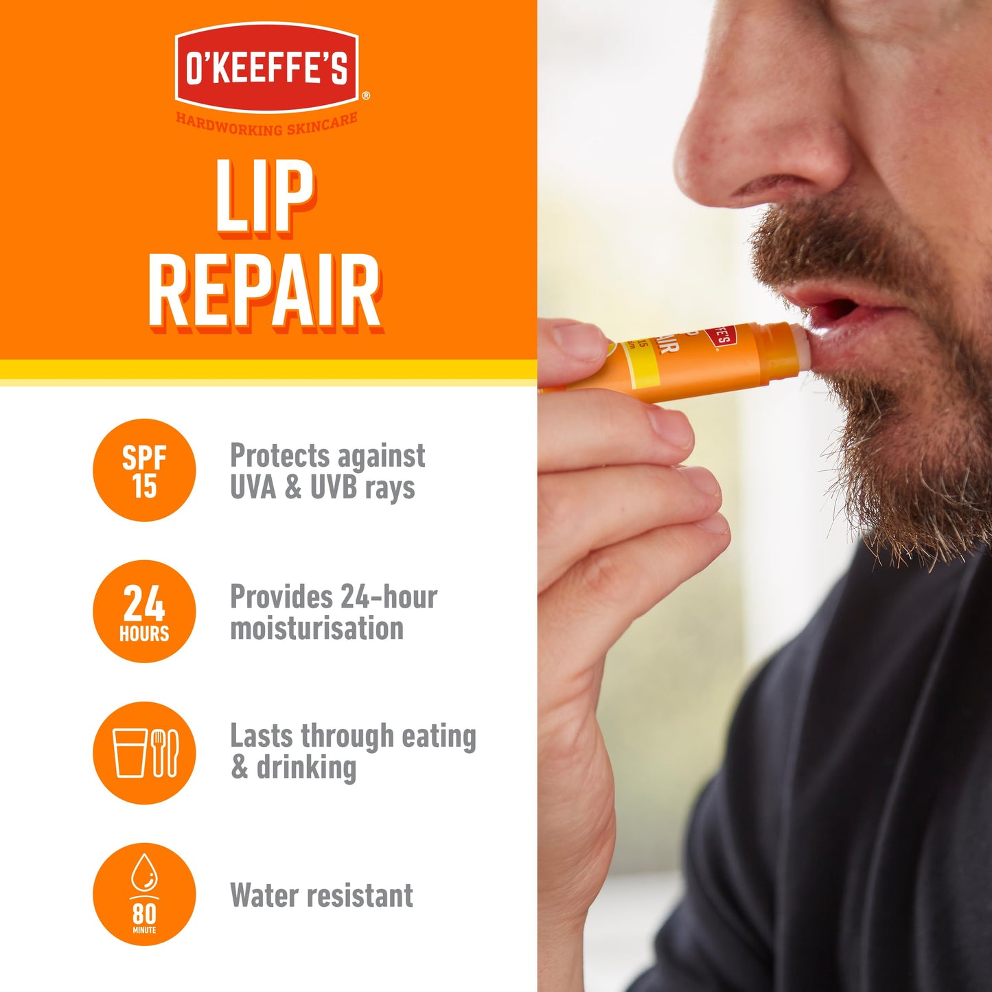 O'Keeffe's Lip Repair SPF15 Lip Balm 4.2g & Lip Repair Overnight 7g (Twin Pack)
