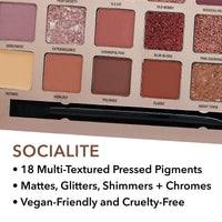 W7 Socialite Pressed Pigment Palette - 18 Pink Nude Colours - Flawless Long-Lasting Glam Makeup