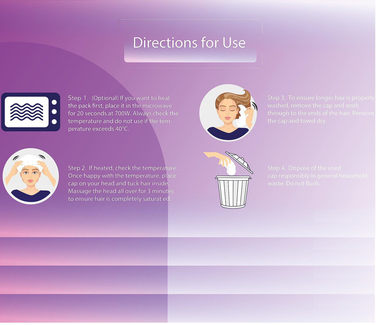 LIMDO 3 pk - Premium Rinse Free Shampoo Cap - Microwaveable with Conditioner & Vitamins, Nourish & Protect, No Water, No Parabens, Latex Free, Alcohol Free