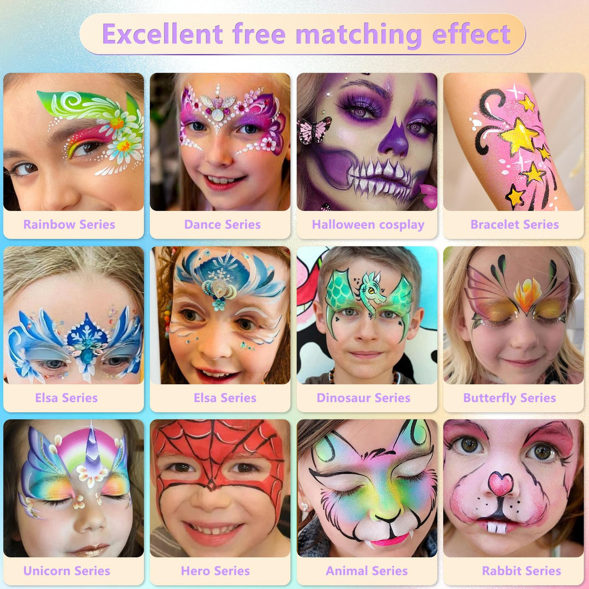 Yualucky Face Painting Kit for Children, 54 Colors Face Paint With 10 Pcs Brushes,Body Paint,WashableSafe & Non-Toxic Body Paint for Kids Adults Suitable for various festival makeup