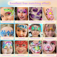 Yualucky Face Painting Kit for Children, 54 Colors Face Paint With 10 Pcs Brushes,Body Paint,WashableSafe & Non-Toxic Body Paint for Kids Adults Suitable for various festival makeup
