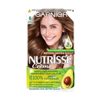 Garnier Nutrisse Permanent Hair Dye, Natural-looking, hair colour result, For All Hair Types, 6 Light Brown