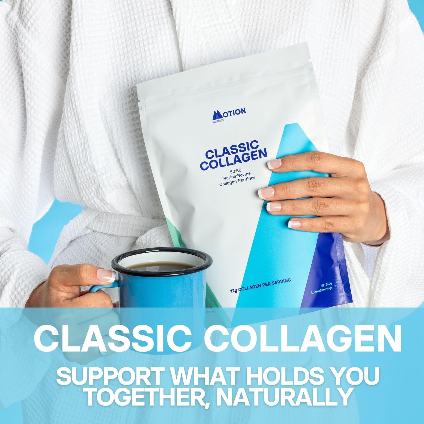 Motion Nutrition Collagen Powder (Unflavoured) - Complete Protein Source with Bovine and Marine Peptides Grass-Fed and Sustainably Sourced Ingredients