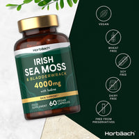 Irish Sea Moss and Bladderwrack Capsules 4000mg | 60 Capsules | Complex with Iodine | by Horbaach