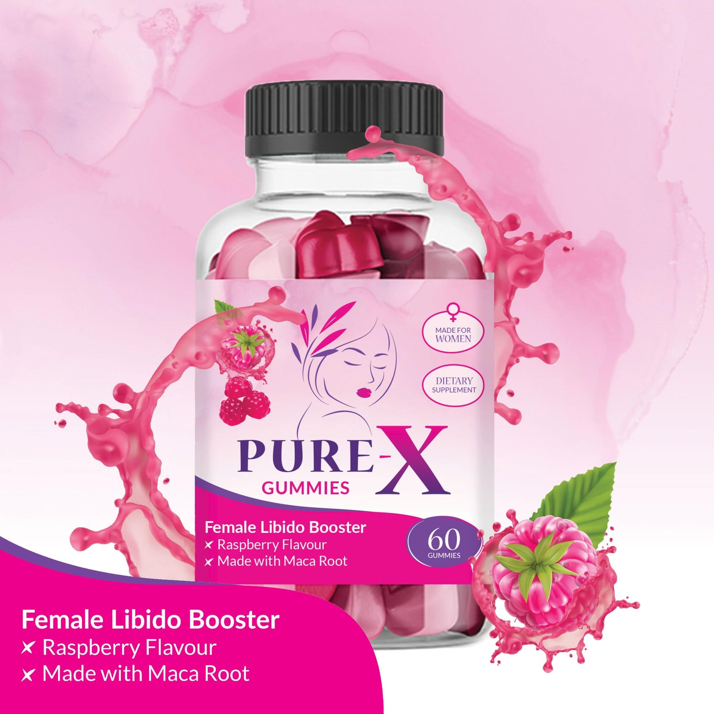 ABBRAY Pure X Gummies | Libido Boost for Women | with Maca Root | x60