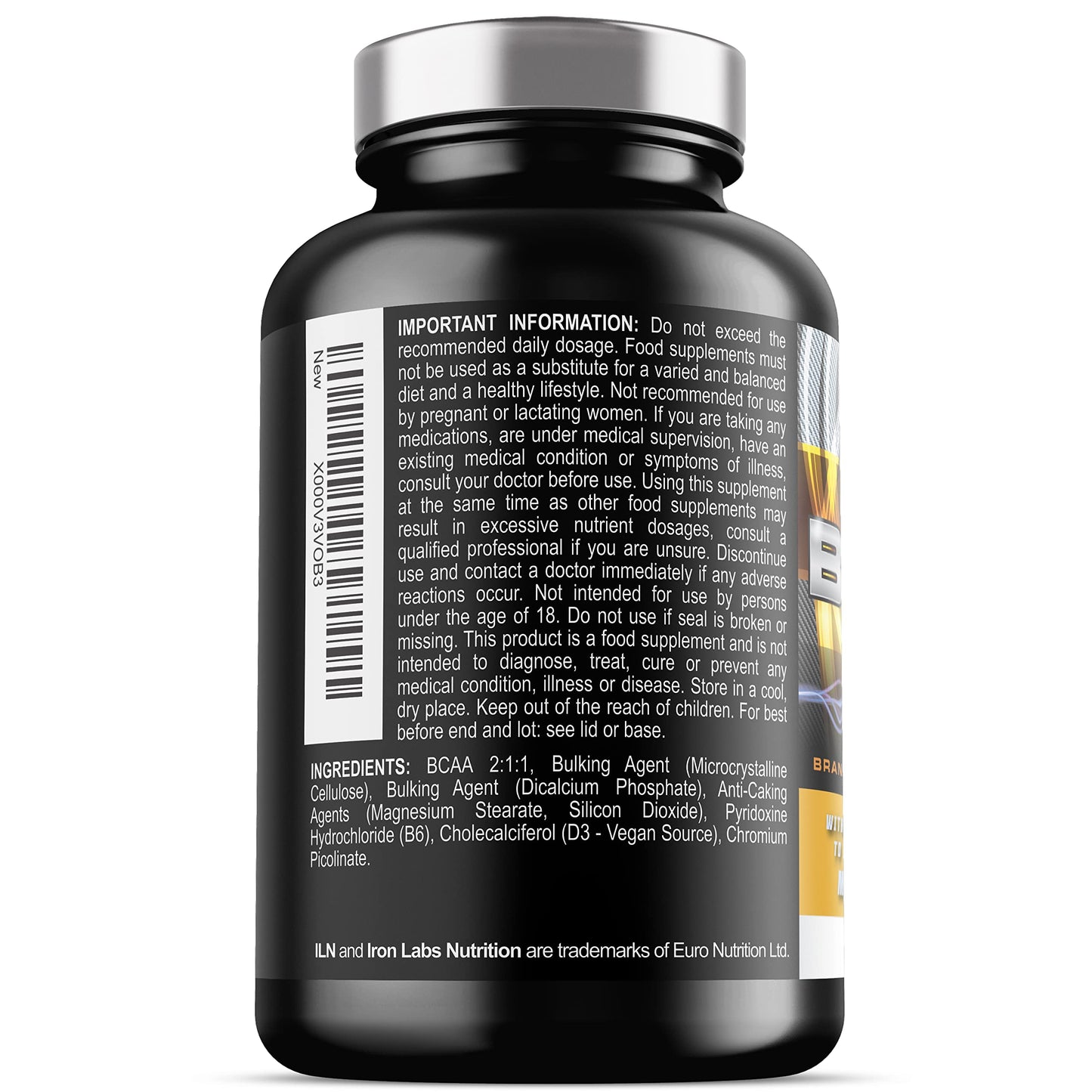 Iron Labs Nutrition BCAA Tablet - BCAAs (360 Tablets) - 2400mg BCAAs per Serving - BCAA Amino Acids with Vitamin D for Normal Muscle Function - Suitable for Vegans & Vegetarians (Pack of 3)