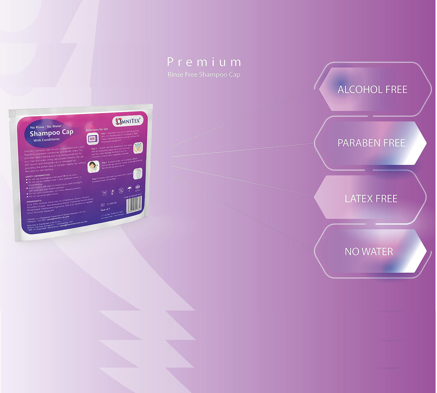 LIMDO 3 pk - Premium Rinse Free Shampoo Cap - Microwaveable with Conditioner & Vitamins, Nourish & Protect, No Water, No Parabens, Latex Free, Alcohol Free