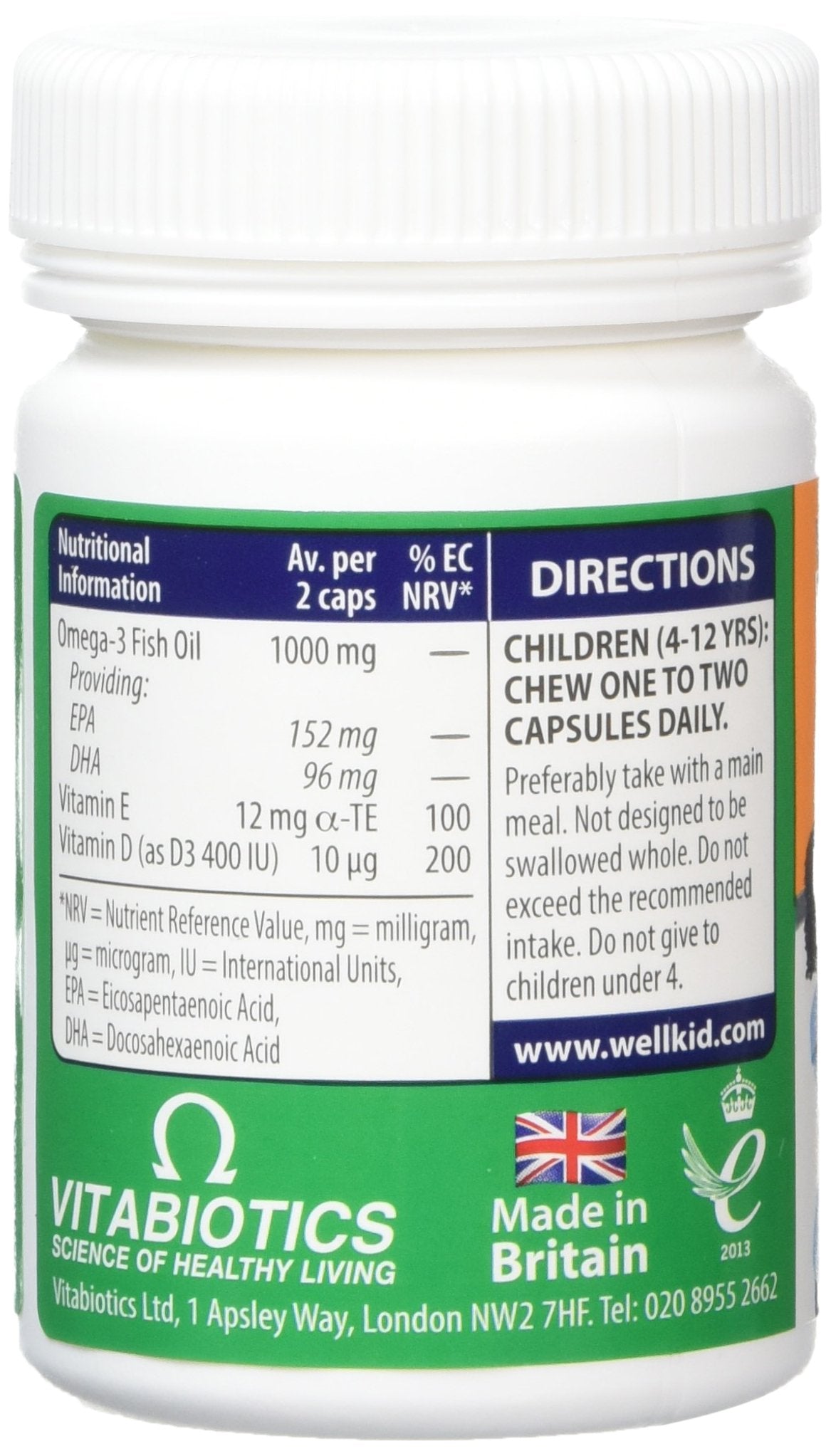 Vitabiotics Wellkid Omega-3 Chewable - 60 Capsules