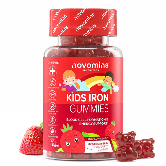 novomins Kids Iron Gummies - Iron Supplements with Vitamin C - Energy & Immune System - Iron Gummies for Kids - Alternative to Iron Tablets for Kids - 30 Gummies - Vegan & Gluten-Free - Novomins