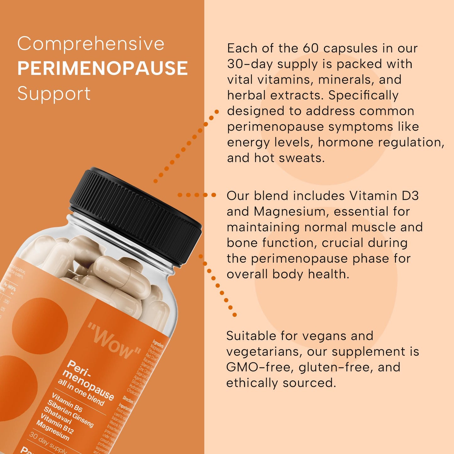 Paused All in One PeriMenopause Relief - 60 Vegan Capsules | Hormone Balance Support | Natural Phytoestrogens | Red Clover & Shatavari Blend | Eases Hot Flushes & Fatigue | Non-GMO, Gluten-Free