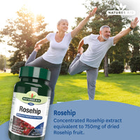 Natures Aid Rosehip 750mg 120 Capsules – High Strength Rosa Canina Extract for Joint Support, 3000mg Equivalent of Dried Fruit, Vegan, Gluten-Free, Vegetarian, No Gummies or Tablets
