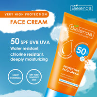 Bielenda Sun Care - Very High Protection: 50 Spf Uvb Uva - Water Resistant, Chlorine Resistant, Moisturizing - Sun Care Face Cream High Protection Spf 50-50 ml