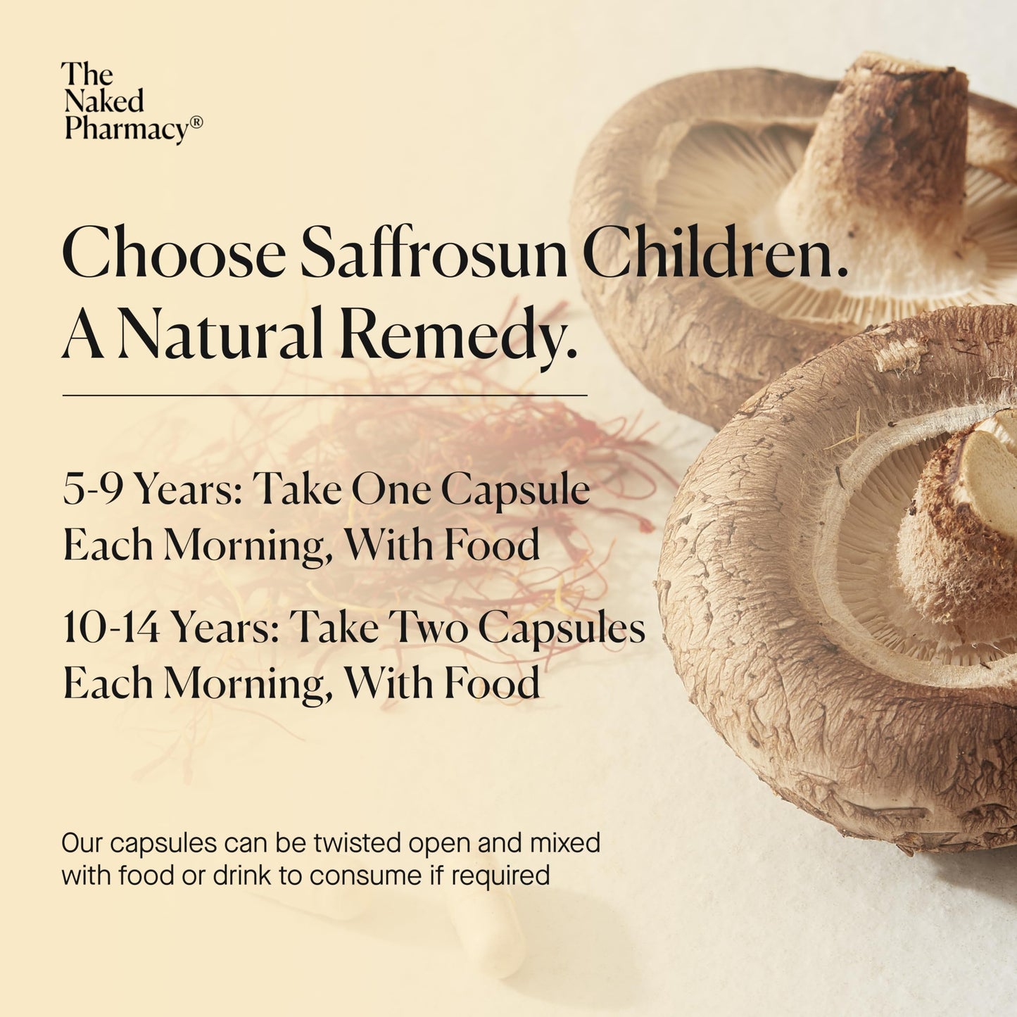 The Naked Pharmacy | Saffrosun for Children | No Additives | Vegan | 60 Capsules