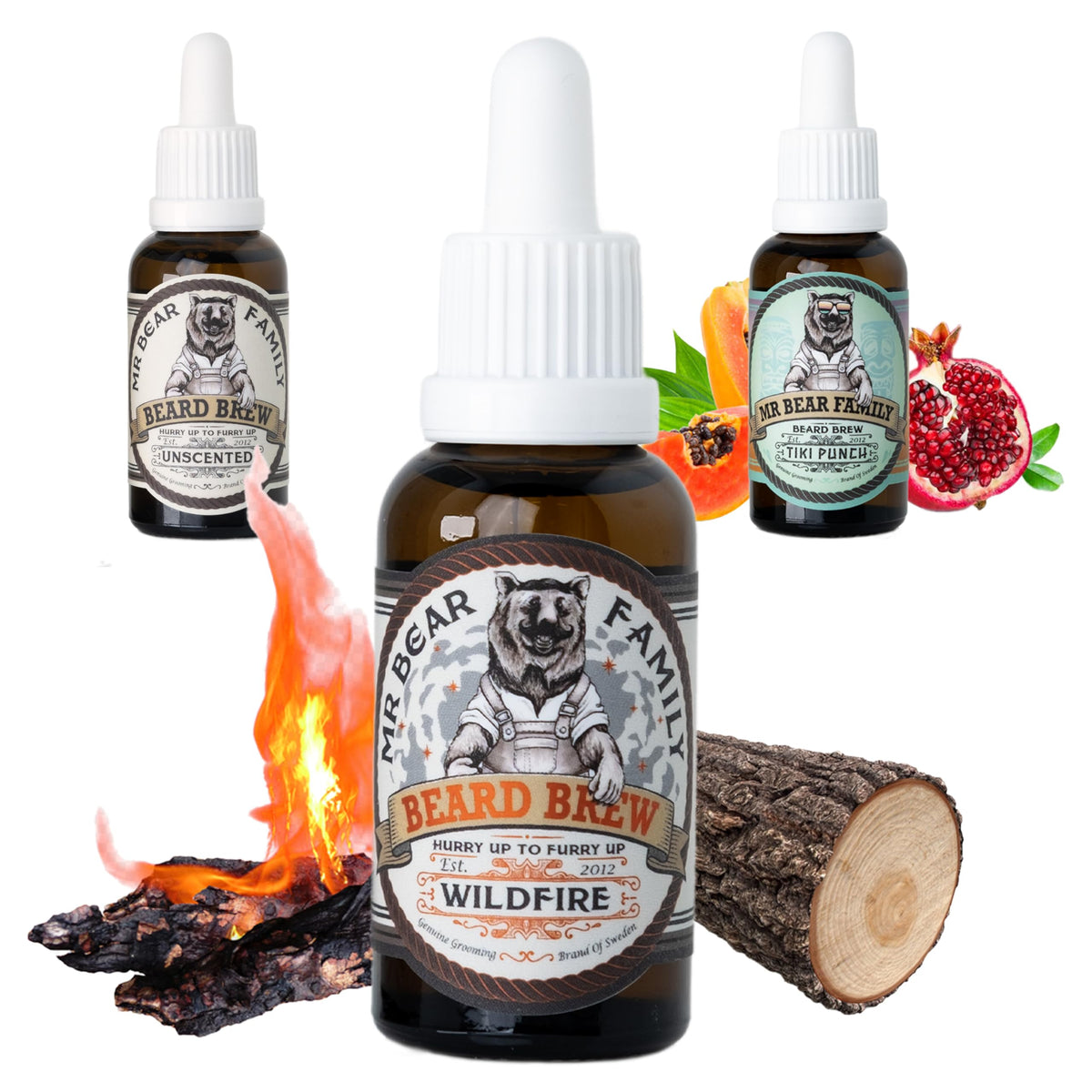 Mr Bear Family Natural Beard Oil for Men – Scented Beard Moisturiser Oil Contains Hydrating Jojoba + Argan Oils – Nourishing Mens Beards Softener for Healthier Hair Growth (Wildfire, 30ml)