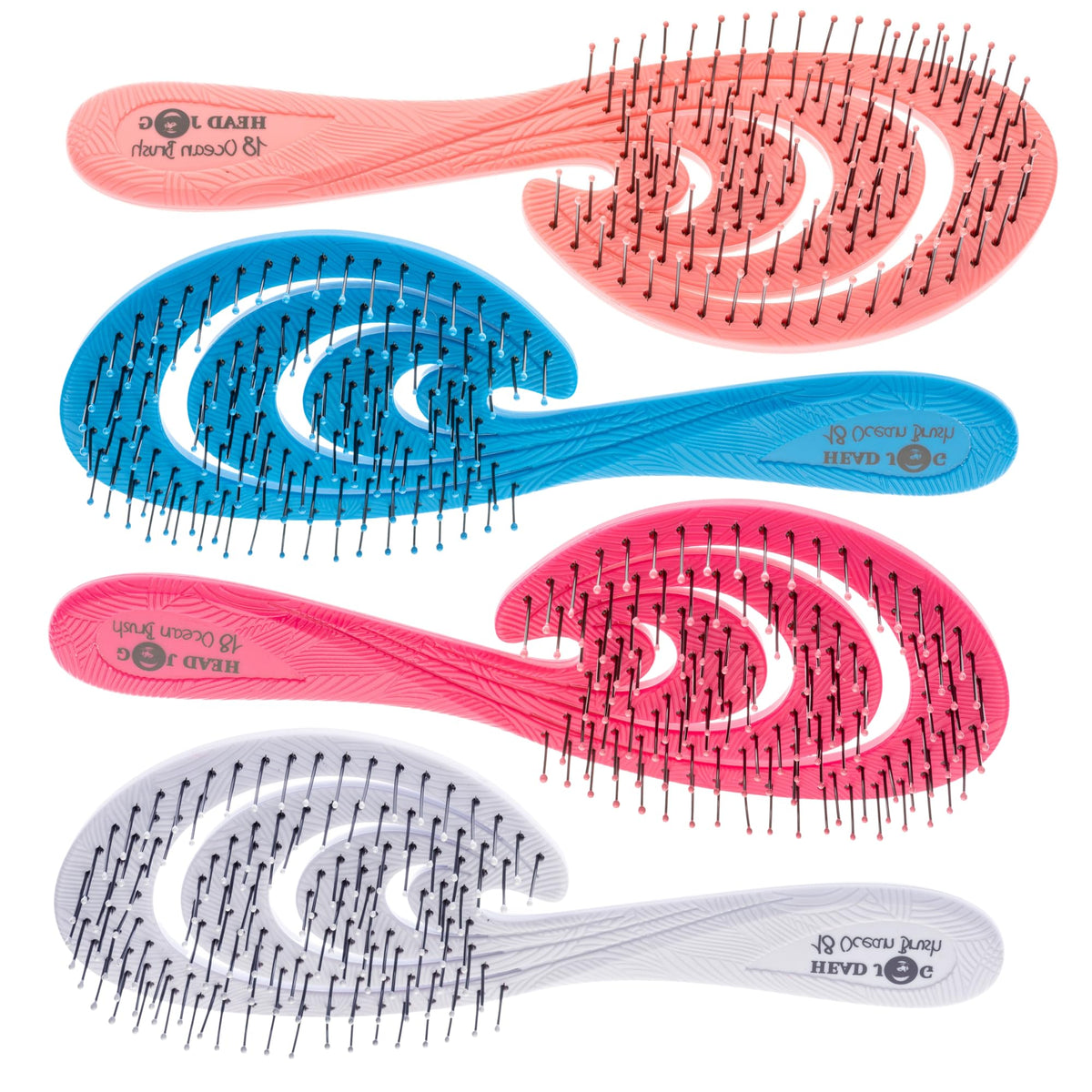 Head Jog 18 Ocean Hair Brush. Eco Friendly Vent Paddle Brushes With Flexible Soft Bristles, Detangling Wet Or Dry Hair. Gentle Brushing & Detangling Brush For Curly & Wavy Hair (Aqua)