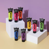 Moon Glow Neon UV Face & Body Chunky Glitter Gel - 12ml - Orange