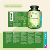 Vegavero Pure Triphala Powder Organic 1300 mg | 180 Capsules (3 Month Supply) | NO Additives, Lab-Tested | Ayurveda Products | Gut Health Supplements & Immune System Booster | Vegan