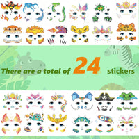 Makoto Nobu 24 Sheets Face Tattoos for Kids, Temporary Tattoo Stickers