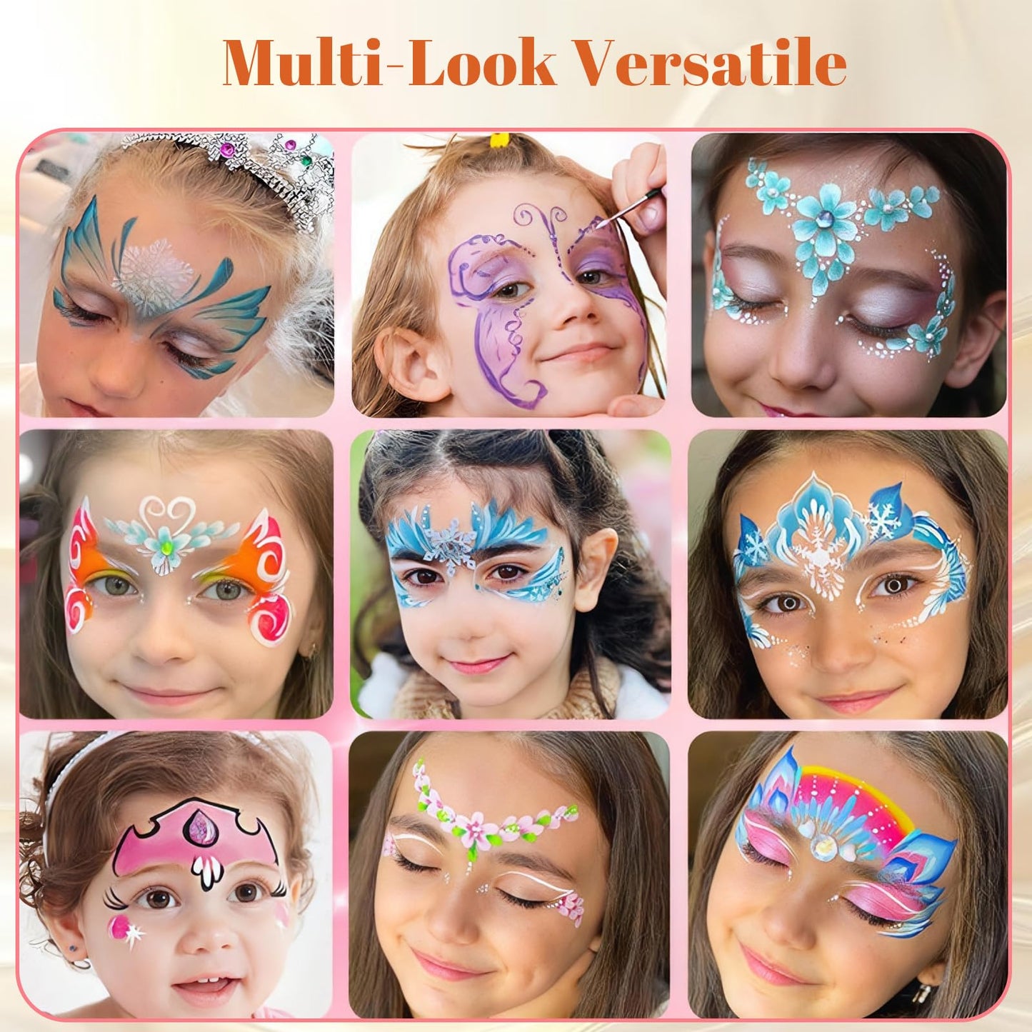 Mikloven Rainbow Face Paint Palette, Water Soluble & Quick Drying, Professional Body & Face Painting Kit for Theatre, Carnival, Festivals, Cosplay Parties, Colourful Make-Up (25g)