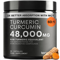 Toniiq Turmeric Curcumin – 48000mg from a 60:1 Extract with 95% Curcuminoids
