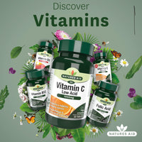 Natures Aid Vitamin C Low Acid with Rosehips and Citrus Bioflavonoid Tablets 1000mg Pack of 30