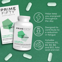 Prime Fifty Fighting Fatigue Supplement – 120 Day Supply – Energy Tablet with Vitamin B12, Magnesium & Iron for Over 50s – Co-Enzyme & C,D&B Vitamins