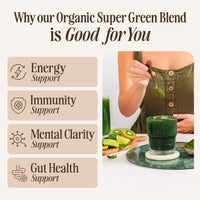 Sevenhills Wholefoods Organic Super Greens Blend 400g | with Spirulina, Chlorella, Wheatgrass, Barley Grass | Supports Skin, Immunity & Reduce Tiredness | 80 Servings | UK Made