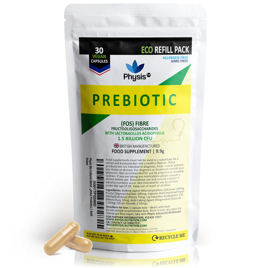 Physis Bio Cultures Blend Prebiotics | 30 Capsules | Pre and Probiotics for Gut Health | Bio Cultures Complex for Improved Digestion | Concentrated Lactobacillus Acidophilus Probiotics | Refill