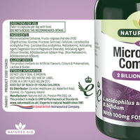 Natures Aid Microbiotic Complex – Digestive Friendly Bacteria Supplement Gut Health Support – High Strength Lactobacillus Acidophilus – Vegan, Vegetarian, Non-GMO, Gluten Free - 60 Capsules