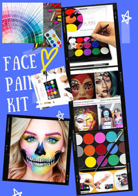 Generic Face Paint Kit for Kids 15 colour Professional with 18 stencils and 2 brushers, 2-4 years ,4-14 an adults