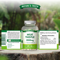Nature's Truth Milk Thistle Tablets - 2000mg High Strength Milk Thistle Supplement - 60 Tablets - Vegan